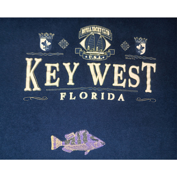 VTG 90s Florida Key West Adult XL T-shirt Single Stitch Navy Tee Hanes Hvwt USA - Picture 3 of 7